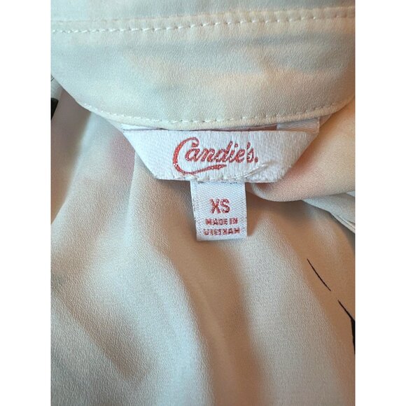 Candies Floral Sheer Button Down Layered Long Sleeve Blouse Size XS - Picture 5 of 6